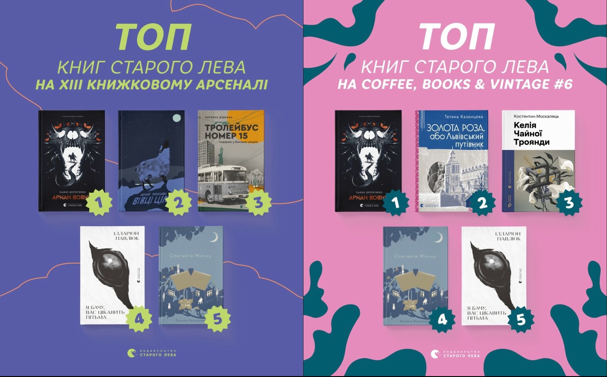 Лідери продажів серед книжок Видавництва Старого Лева на двох фестивалях. Зображення взяті з офіційної інстаграмсторінки видавництва.jpg