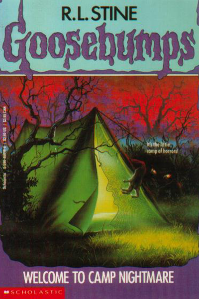 Обкладинка до повісті Р. Л. Стайна «Ласкаво просимо в табір Nightmare» у американському видавництві «Sholastic» (1993)