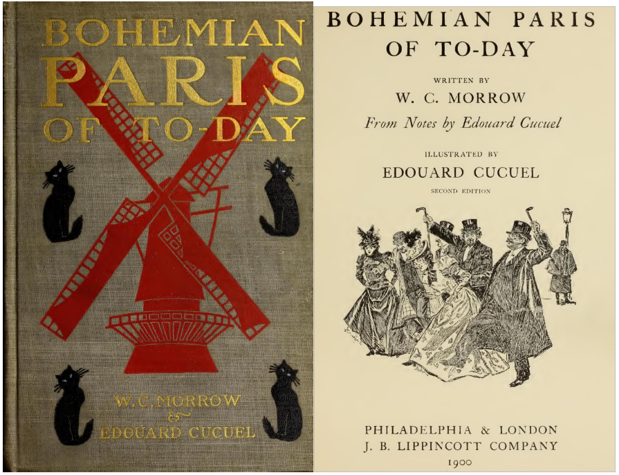 Обкладинка та друга сторінка книги «Сучасний богемний Париж» (1900)